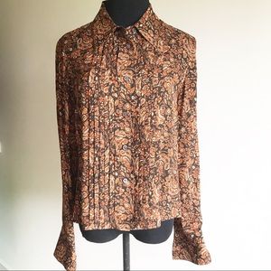 BARRIE PACE Vintage 100% Silk Dark Floral Blouse